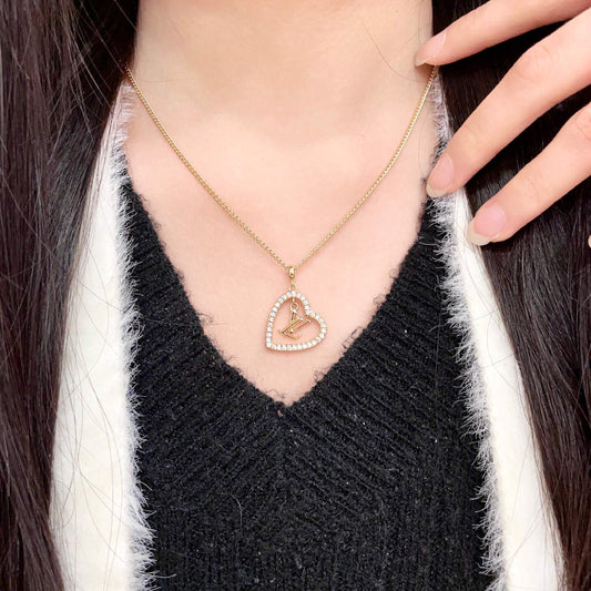 Geometric Emblem Pendant Necklace in Gold-Tone – Design 071 main product view