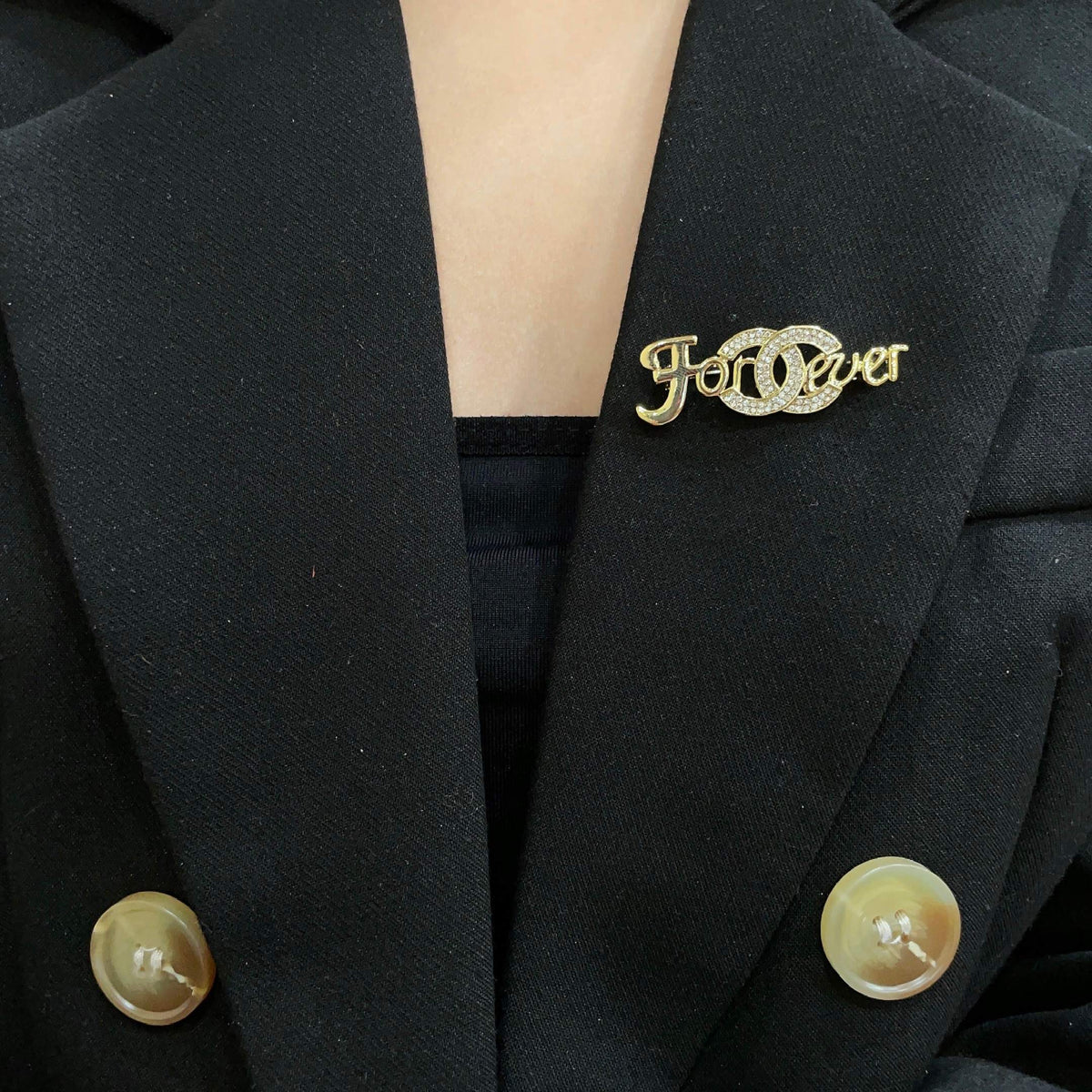 Signature Emblem Brooch in Polished Metal-Tone – Design 059 front product view