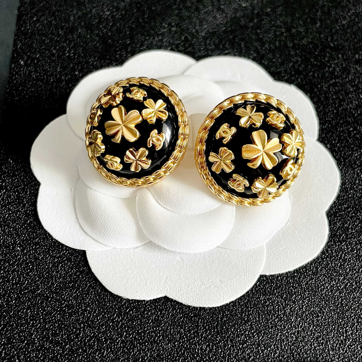 Camellia Stud Earrings in Polished Metal-Tone – Camellia Detail – Design 057 front product view