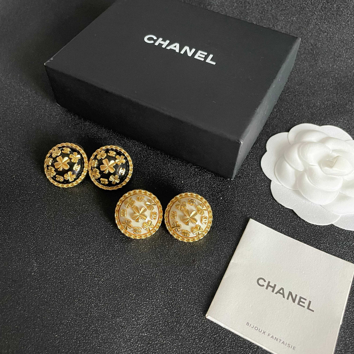 Camellia Stud Earrings in Polished Metal-Tone – Camellia Detail – Design 018 close-up detail