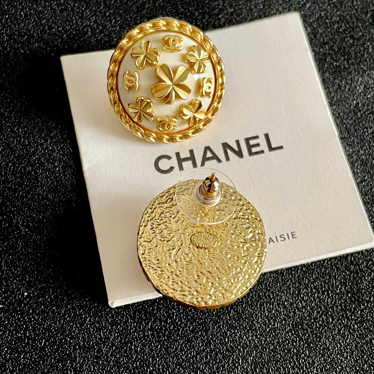 Camellia Stud Earrings in Polished Metal-Tone – Camellia Detail – Design 018 main product view