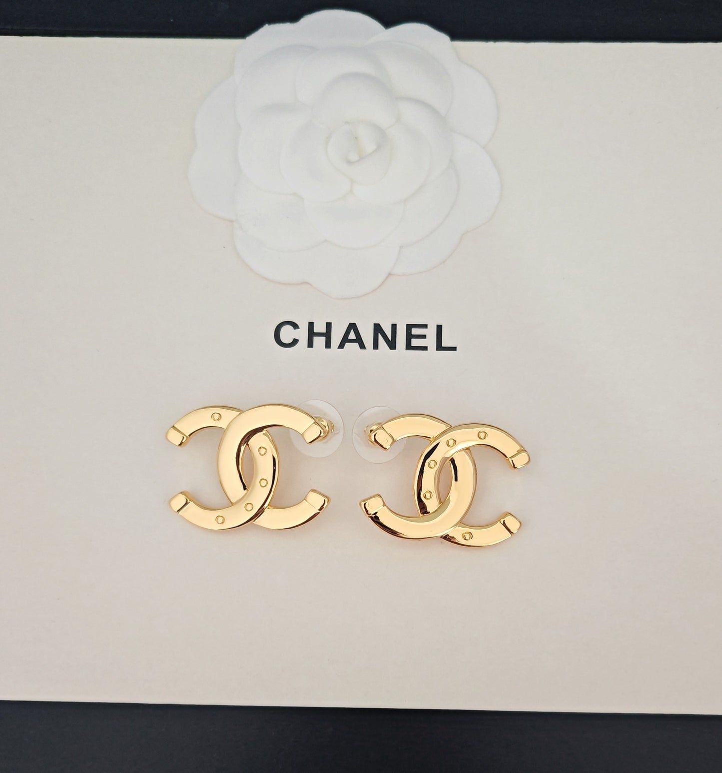 Signature Emblem Stud Earrings in Gold-Tone – Design 073 main product view