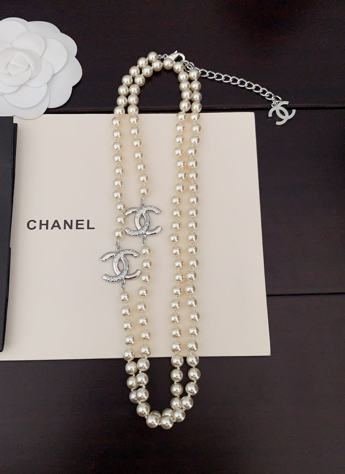 Letter Pearl-Detail Pendant Necklace – Pearl Detail – Design 008 front product view