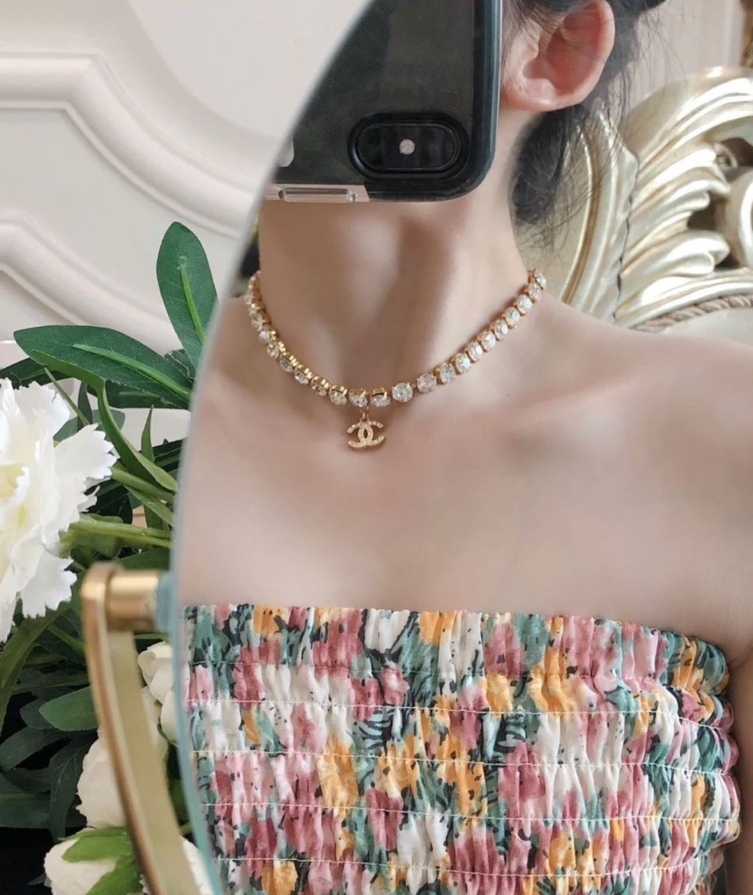 Signature Emblem Crystal-Accent Pendant Necklace – Design 025 front product view