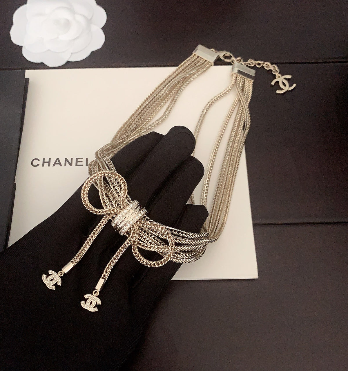 Bow Pendant Necklace in Gold-Tone – Design 011 main product view