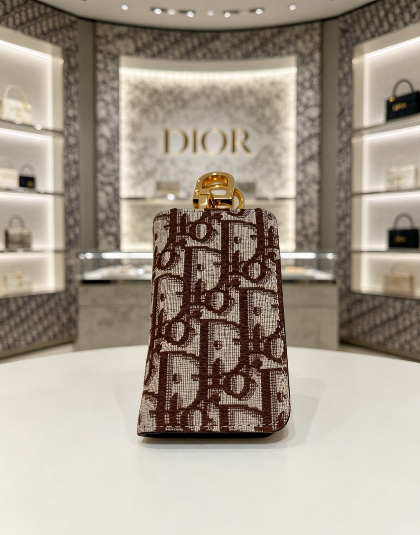 Floral Motif Bag Charm in Gold-Tone with Vintage-Style Finish – Design 002 main product view