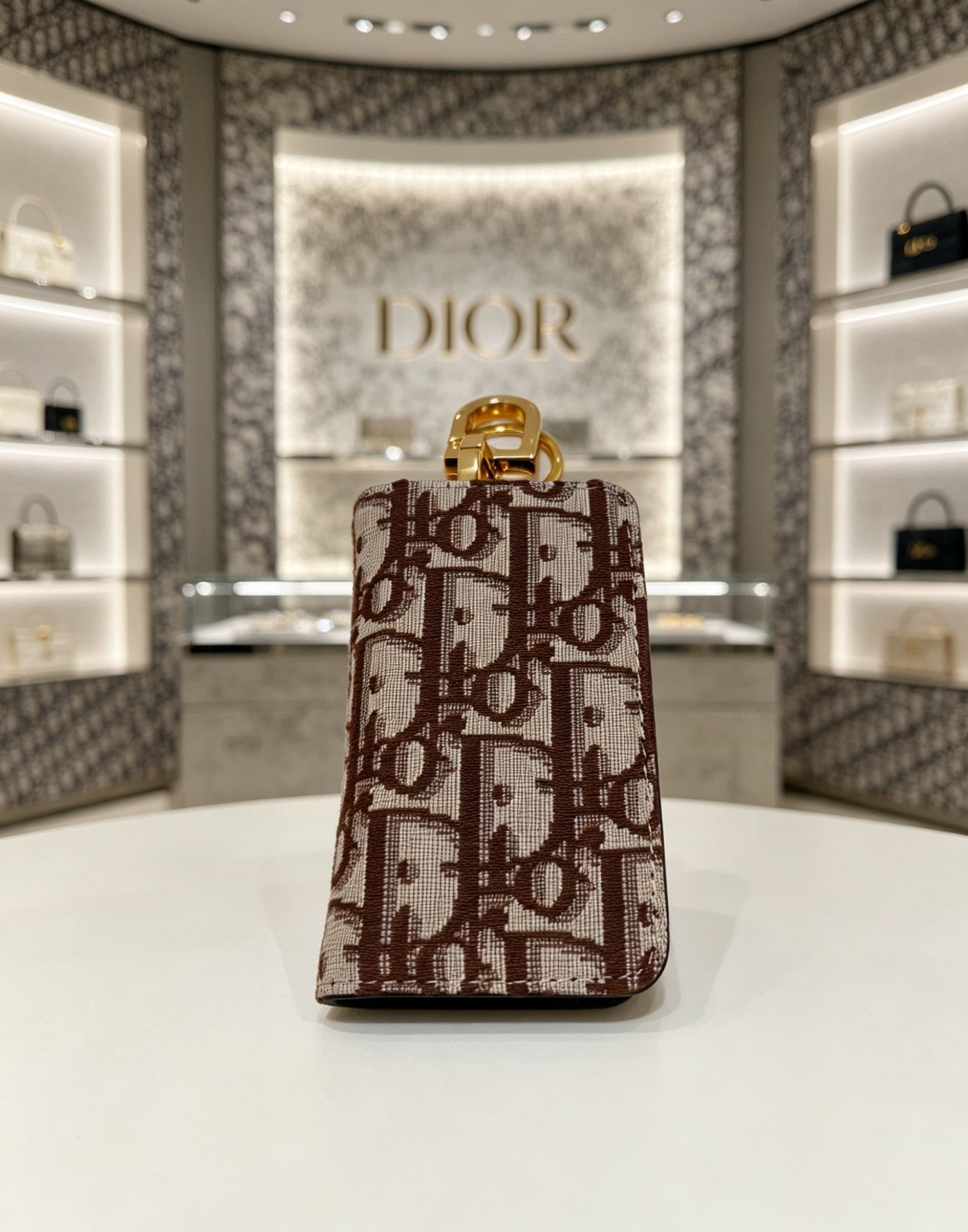 Floral Motif Bag Charm in Gold-Tone with Vintage-Style Finish – Design 002 main product view