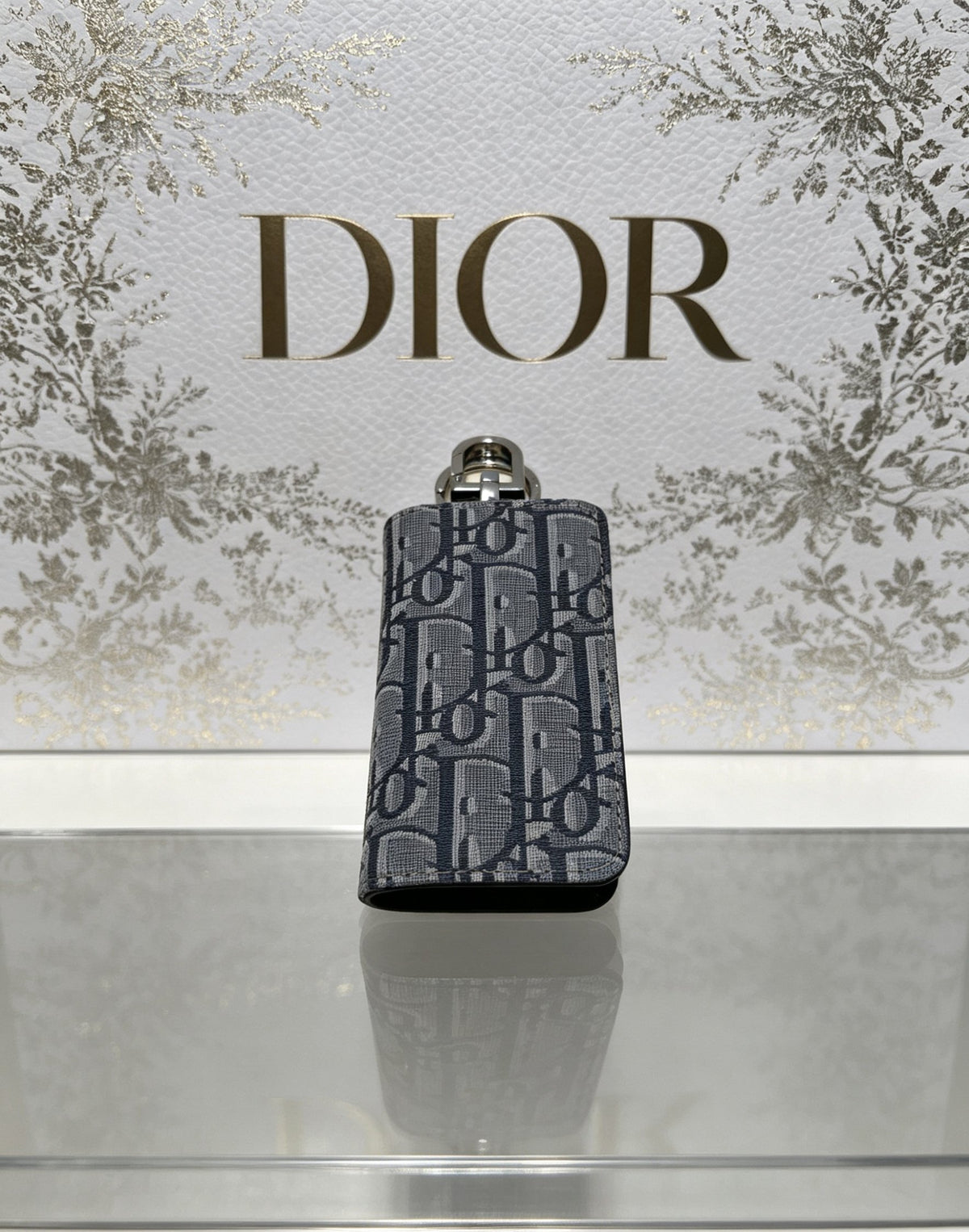 Floral Motif Bag Charm in Silver-Tone with Vintage-Style Finish – Design 002 main product view