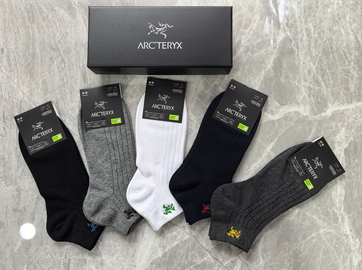 Arc'teryx Cotton Visible Colour, Cuff And Emblem Details Ankle Socks - 5-Pair Set