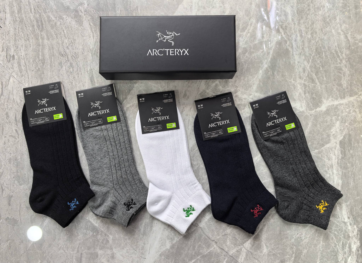 Arc'teryx Cotton Visible Colour, Cuff And Emblem Details Ankle Socks - 5-Pair Set