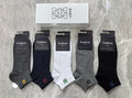 Loewe Cotton Visible Colour, Cuff And Emblem Details Ankle Socks - 5-Pair Set