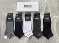 Boss Cotton Visible Branded Cuff Or Emblem Details No-Show Socks - 5-Pair Set