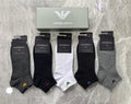 Emporio Armani Cotton Visible Colour, Cuff And Emblem Details Ankle Socks - 5-Pair Set