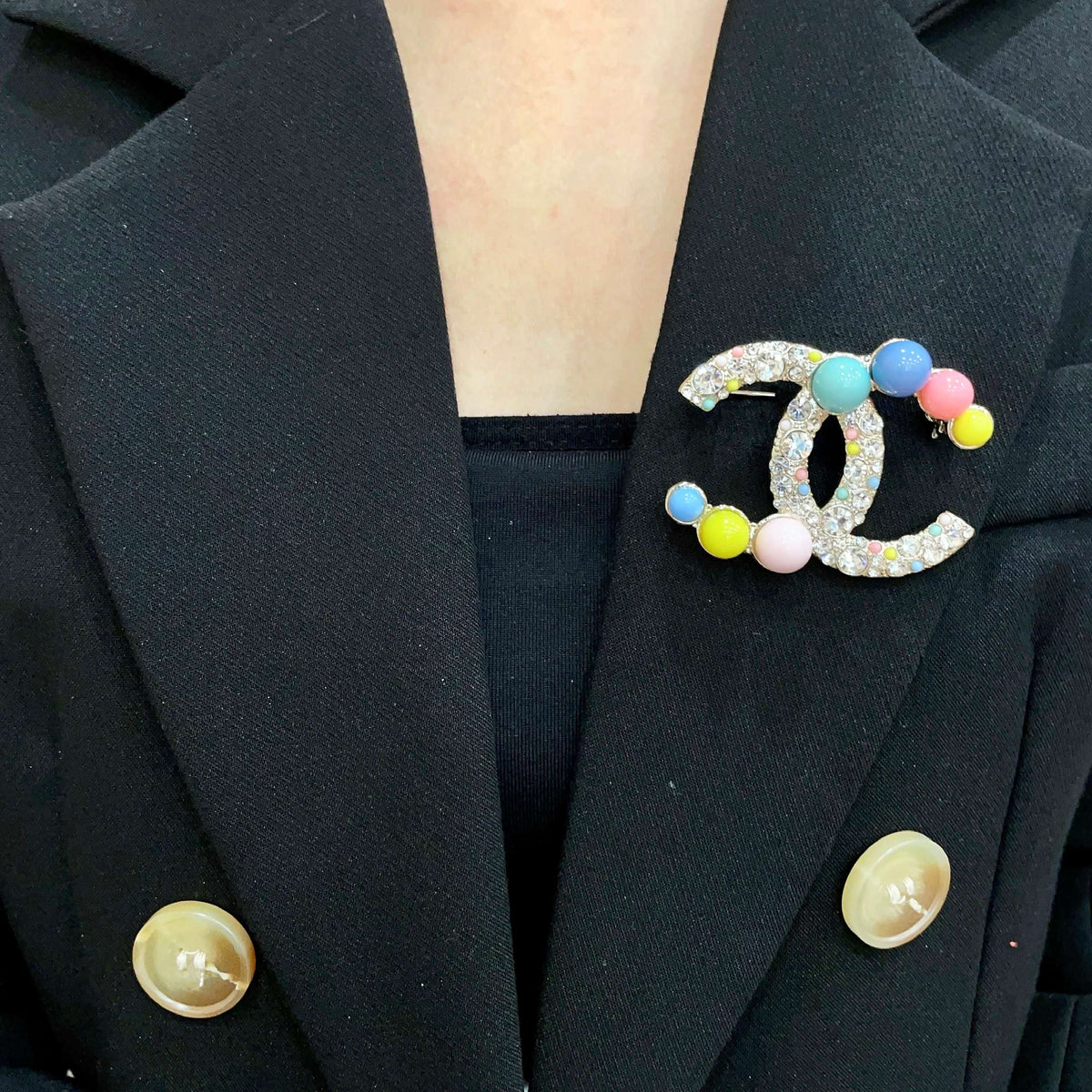 Signature Emblem Brooch in Polished Metal-Tone – Design 016 front product view