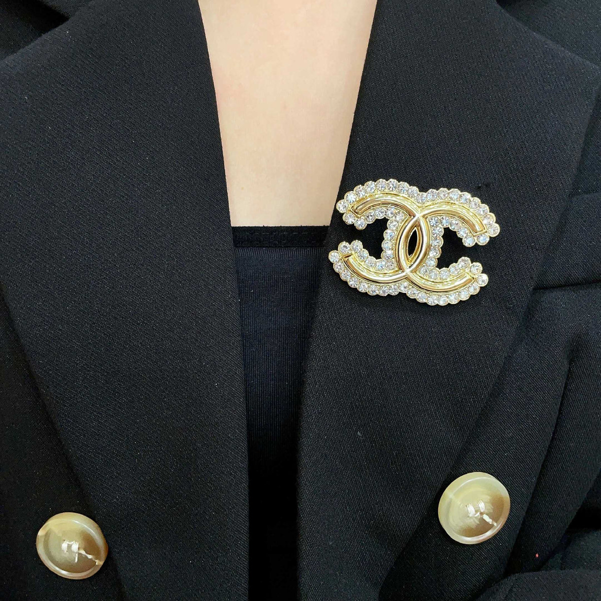 Signature Emblem Brooch in Polished Metal-Tone – Design 015 front product view
