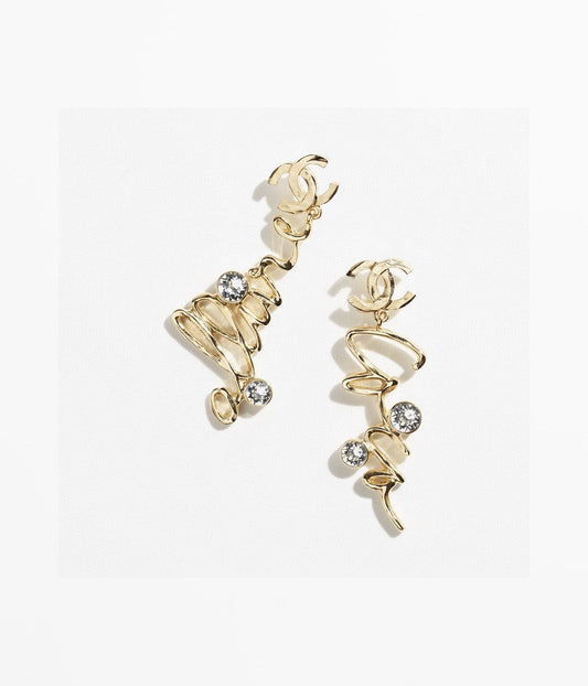 Double-C Emblem Statement Earrings in Polished Metal-Tone – Design 076 main product view