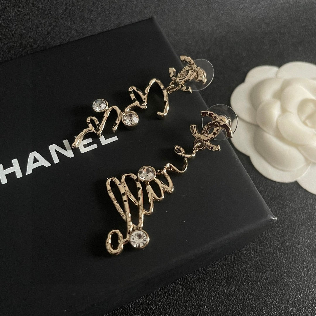 Double-C Emblem Statement Earrings in Polished Metal-Tone – Design 076 side detail