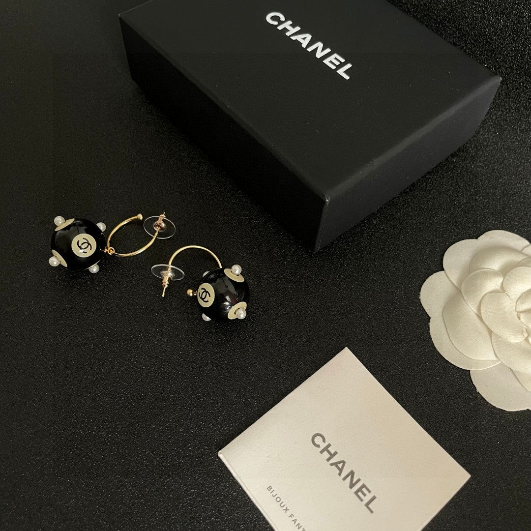 Double-C Emblem Statement Earrings in Polished Metal-Tone – Design 067 close-up detail