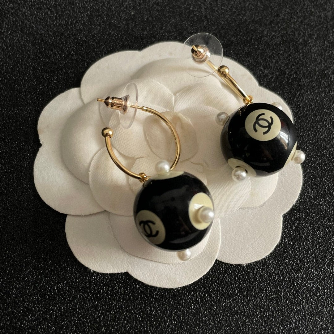 Double-C Emblem Statement Earrings in Polished Metal-Tone – Design 067 front product view