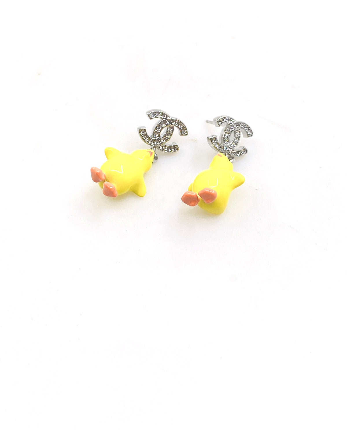 Duck Statement Earrings in Gold-Tone – Design 002 side detail