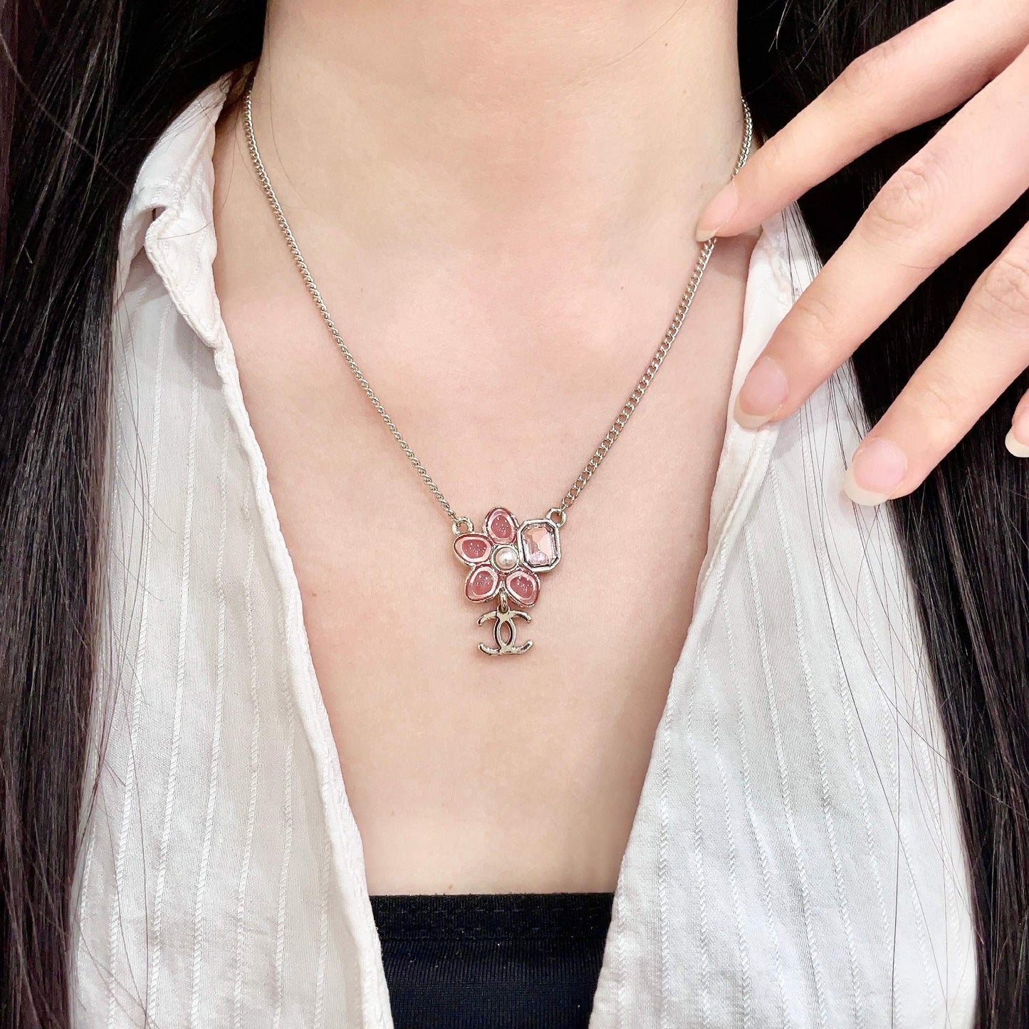 Signature Emblem Pendant Necklace in Polished Metal-Tone – Design 033 main product view