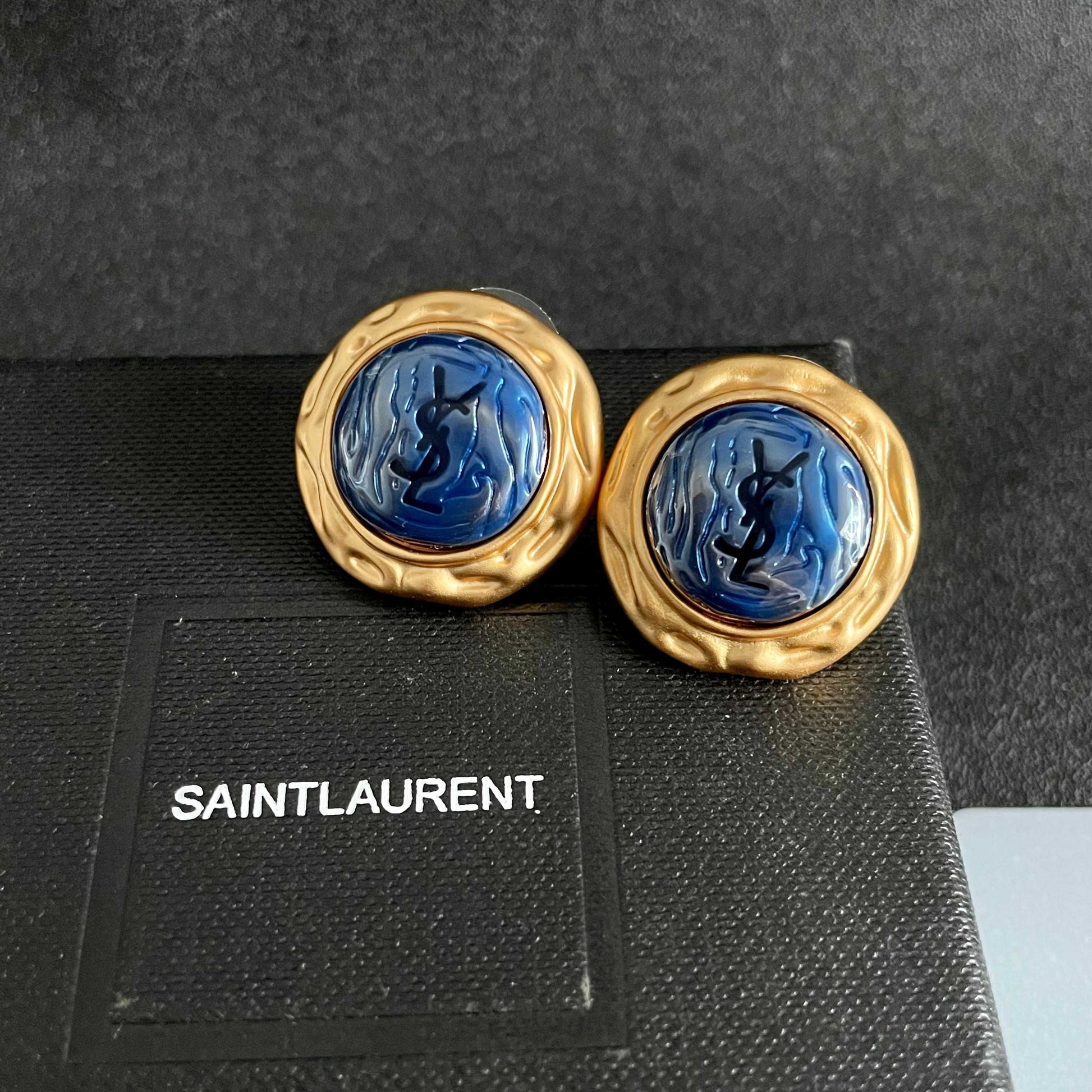 Signature Emblem Stud Earrings in Silver-Tone – Design 015 detail view