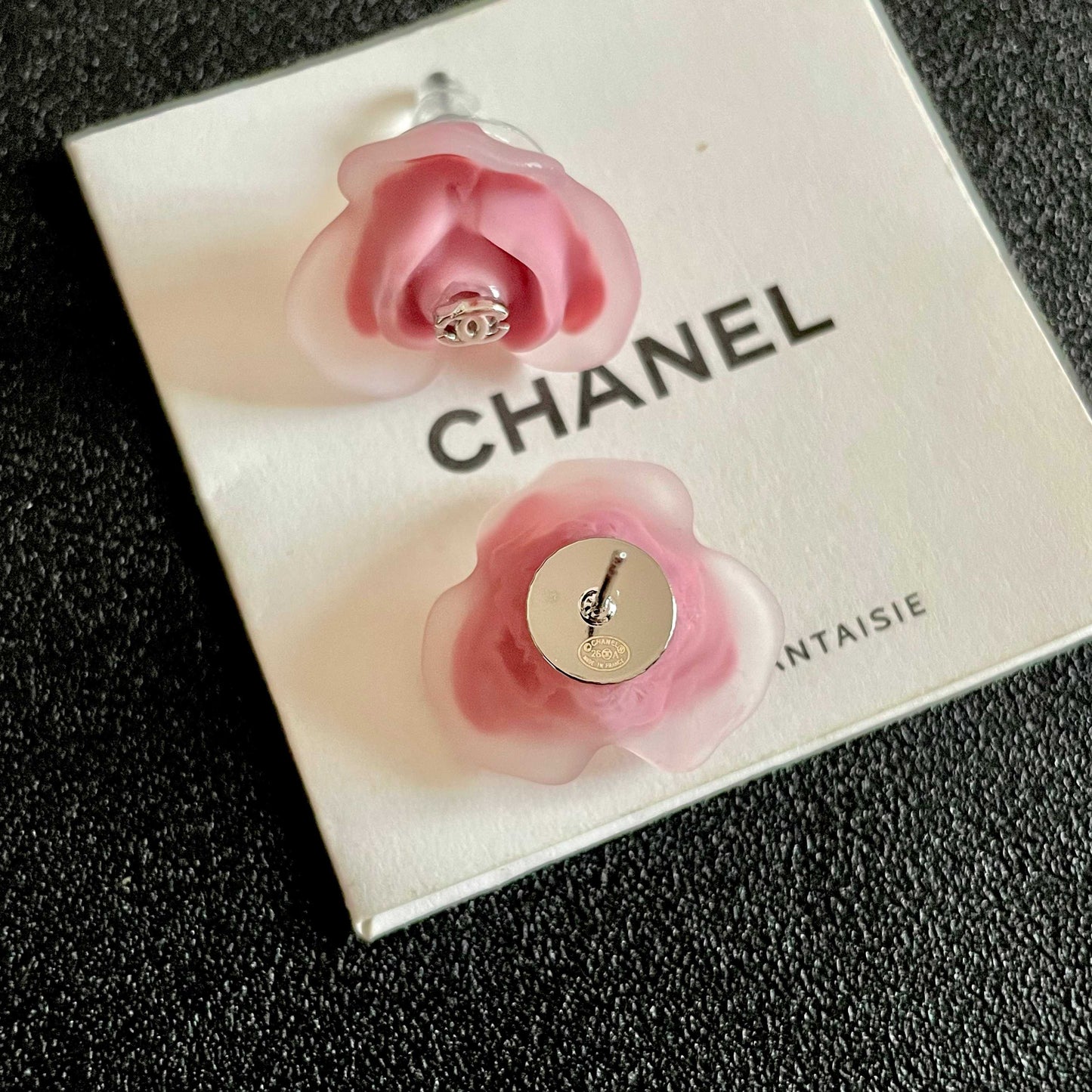 Double-C Emblem Stud Earrings in Polished Metal-Tone – Design 097 main product view