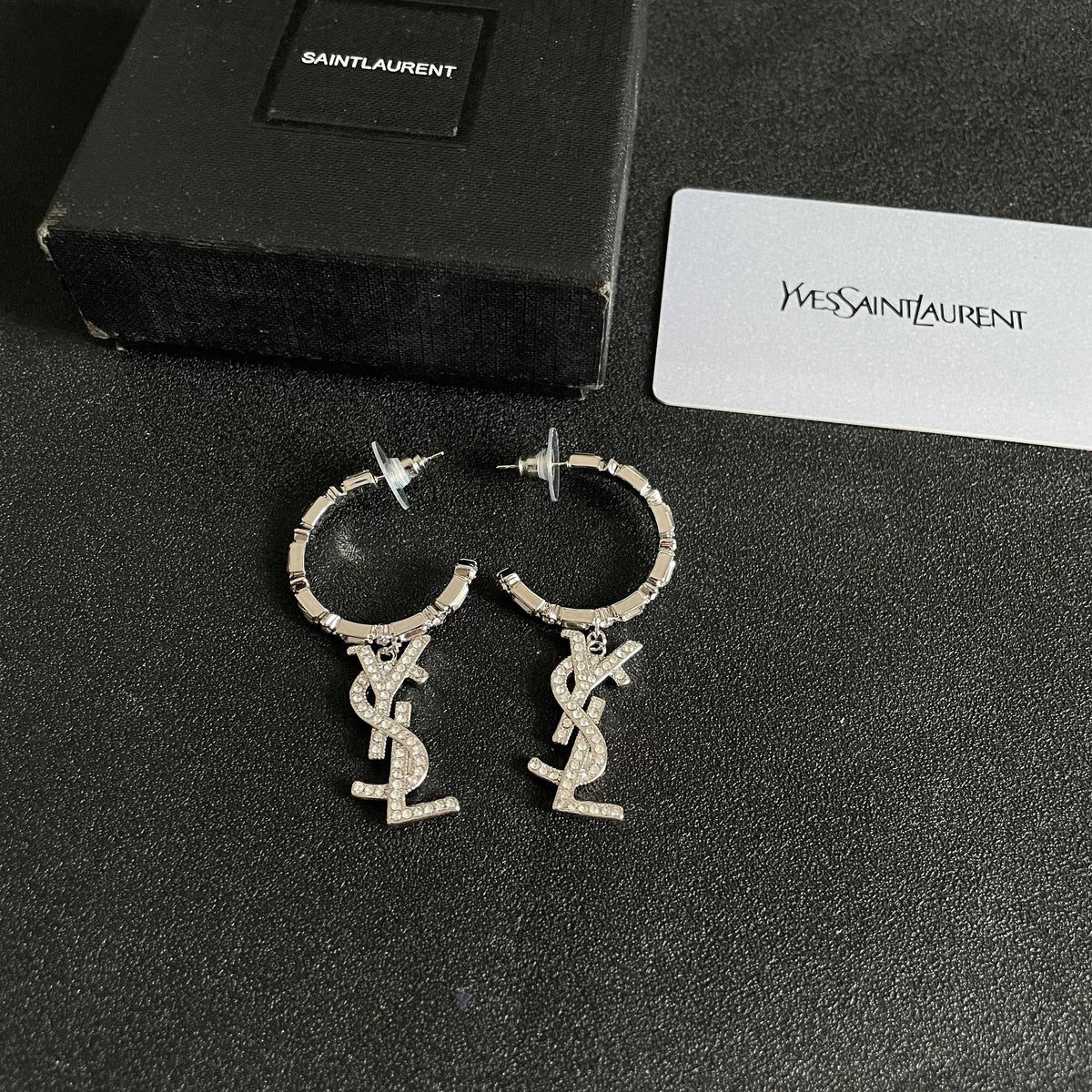 Signature Emblem Stud Earrings in Silver-Tone – Design 004 close-up detail