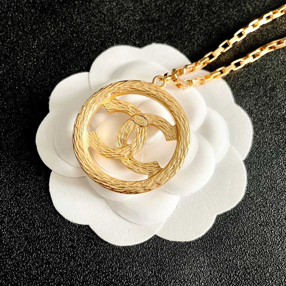 Double-C Emblem Crystal-Accent Pendant Necklace – Design 011 front product view