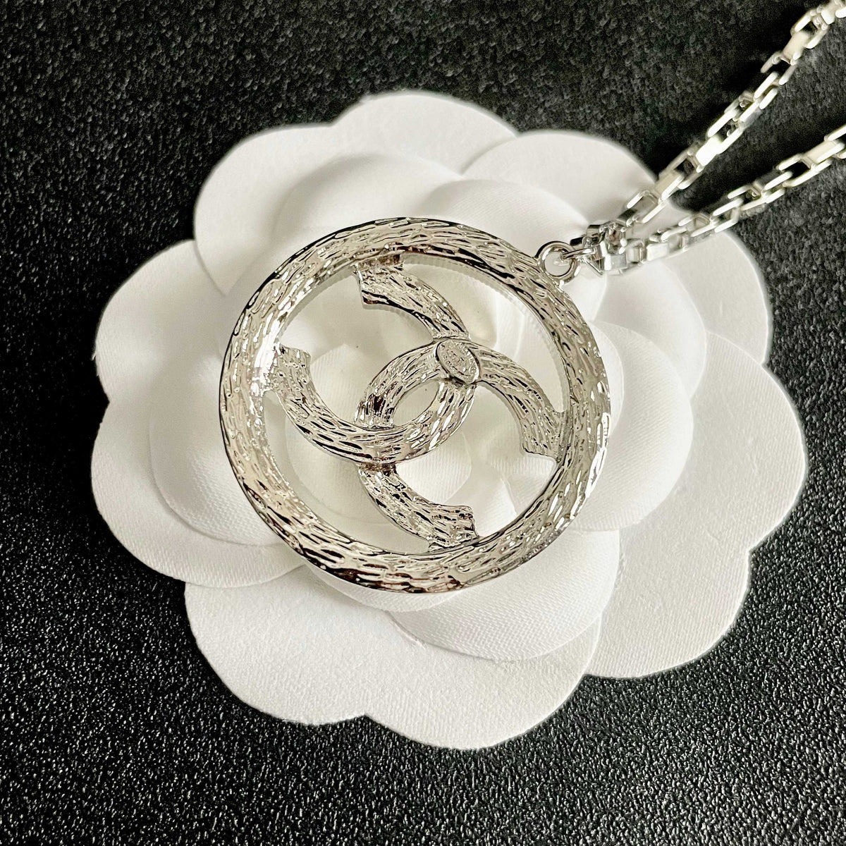 Double-C Emblem Crystal-Accent Pendant Necklace – Design 013 front product view