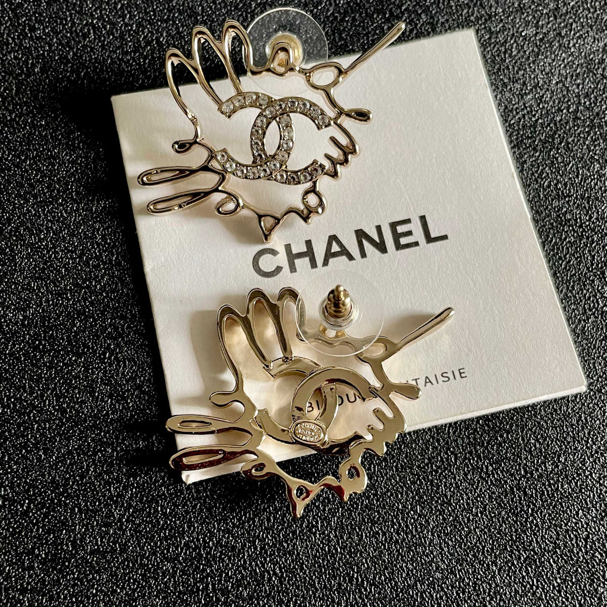 Double-C Emblem Crystal-Accent Stud Earrings – Design 010 main product view