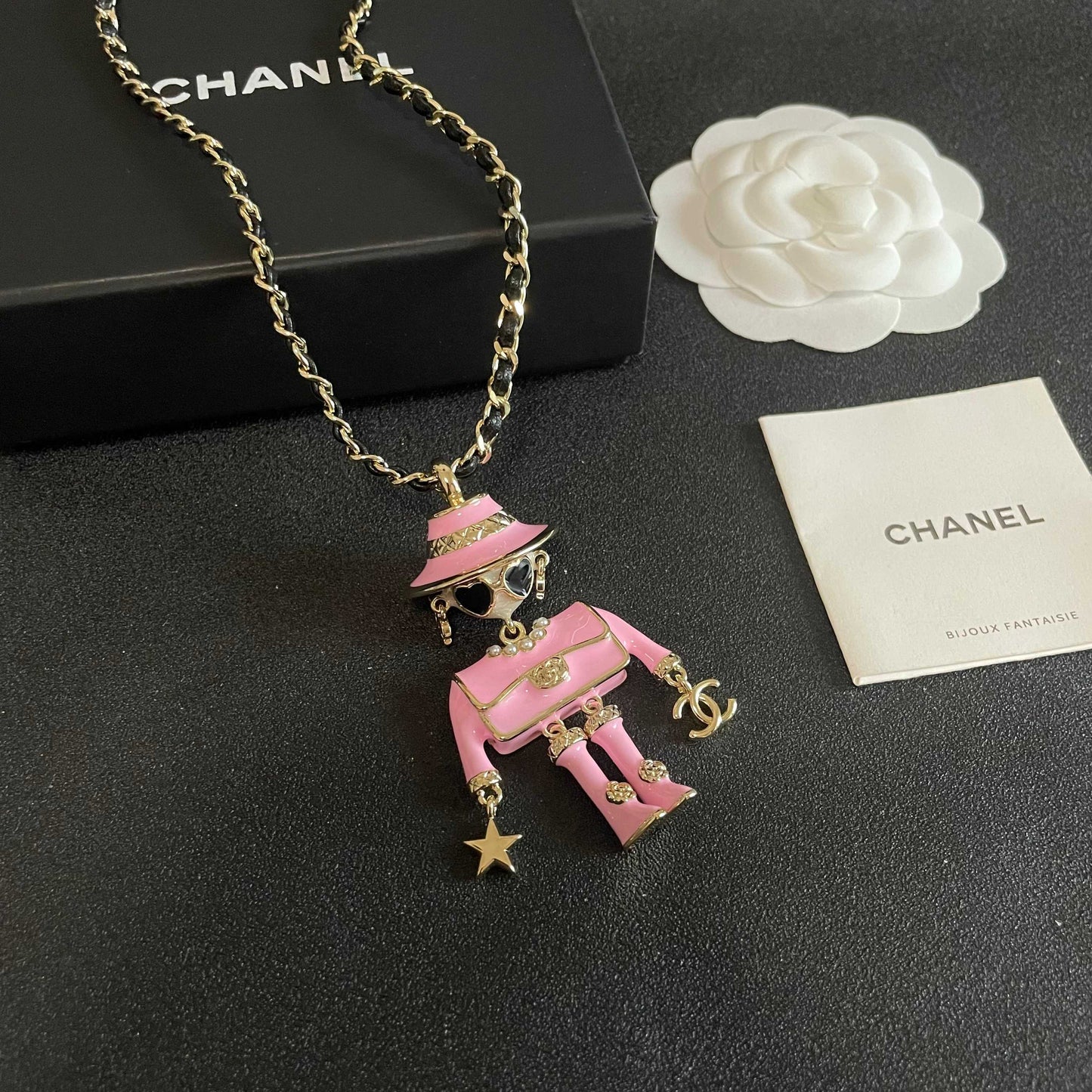 Signature Emblem Pendant Necklace in Polished Metal-Tone – Design 003 styled product view