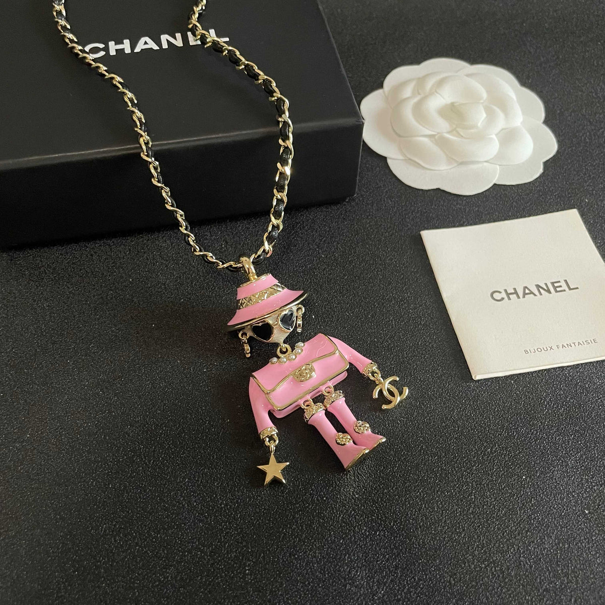 Signature Emblem Pendant Necklace in Polished Metal-Tone – Design 003 styled product view
