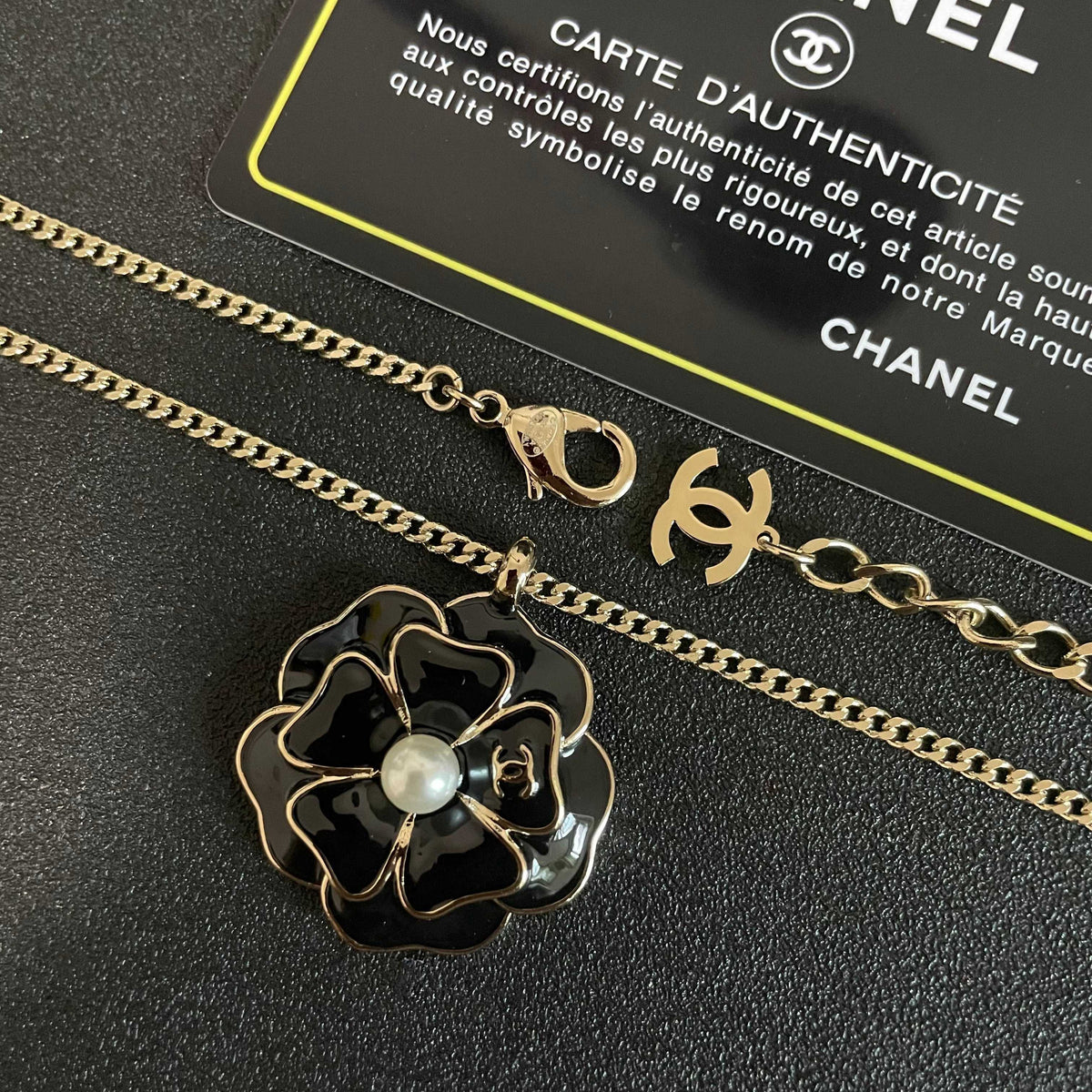 Camellia Pendant Necklace in Polished Metal-Tone – Camellia Detail – Design 006 main product view