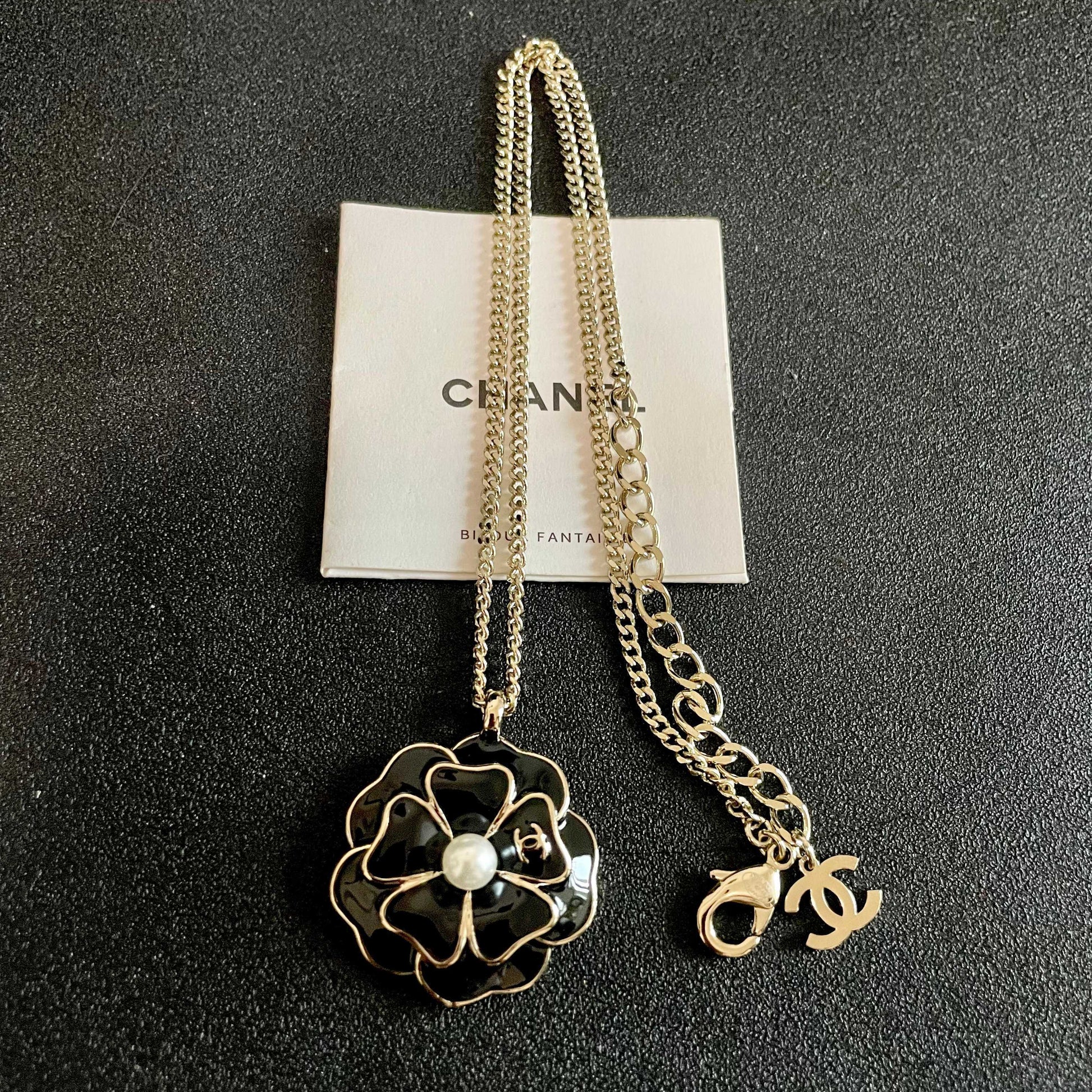 Camellia Pendant Necklace in Polished Metal-Tone – Camellia Detail – Design 004 detail view