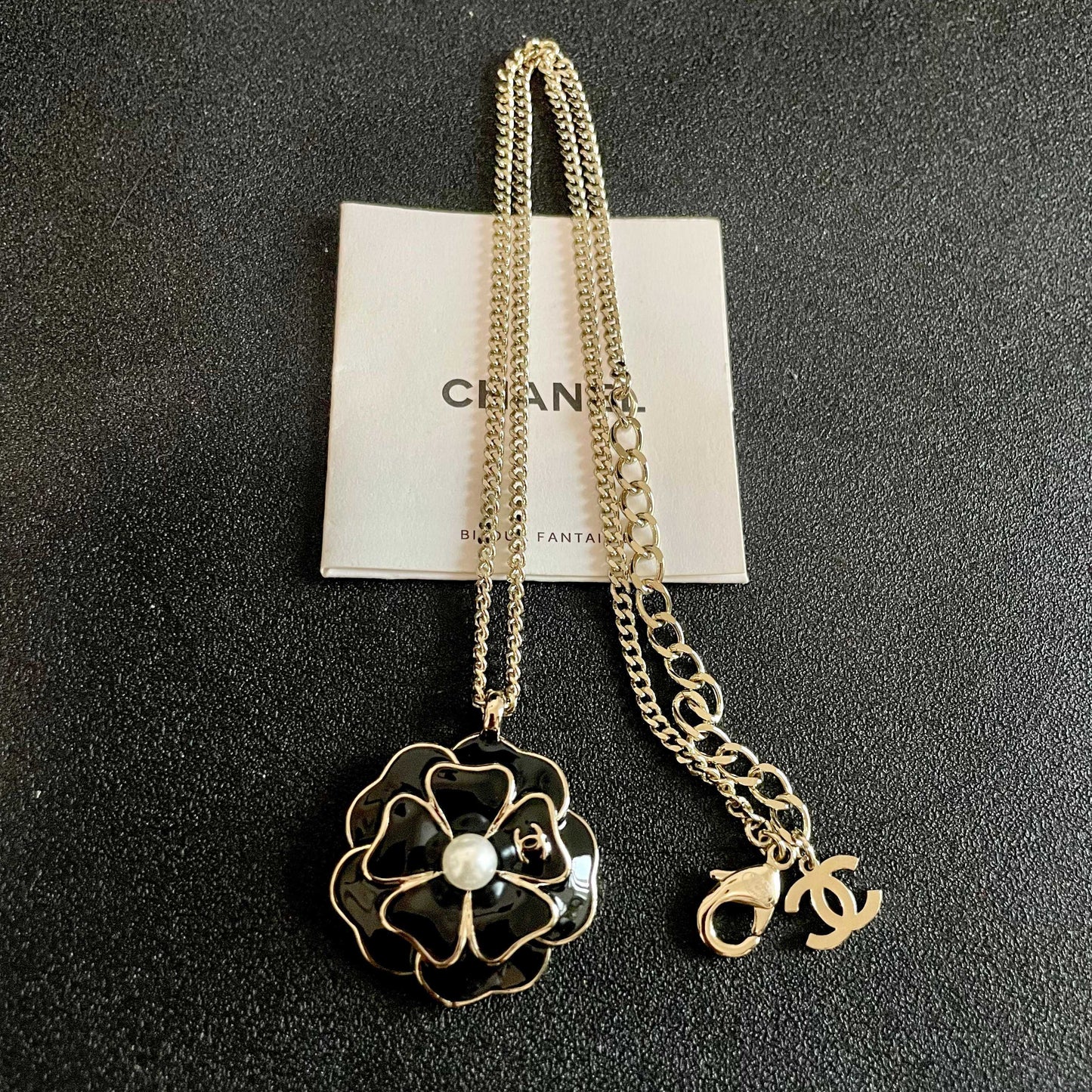 Camellia Pendant Necklace in Polished Metal-Tone – Camellia Detail – Design 010 detail view