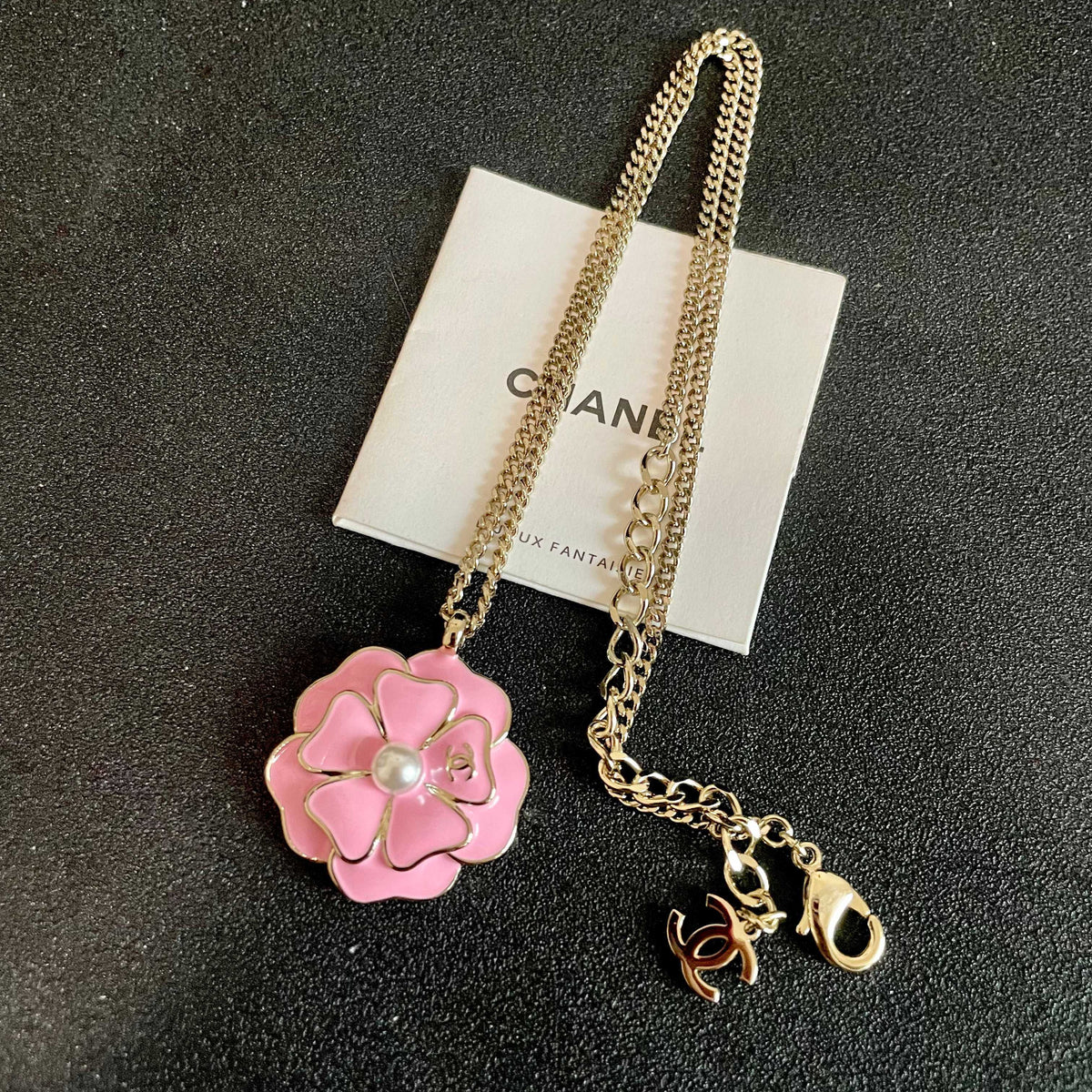 Camellia Pendant Necklace in Polished Metal-Tone – Camellia Detail – Design 009 detail view