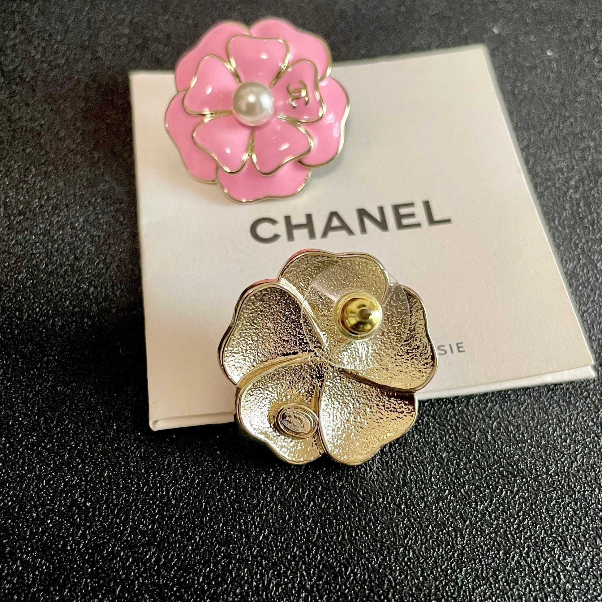 Camellia Stud Earrings in Polished Metal-Tone – Camellia Detail – Design 010 main product view