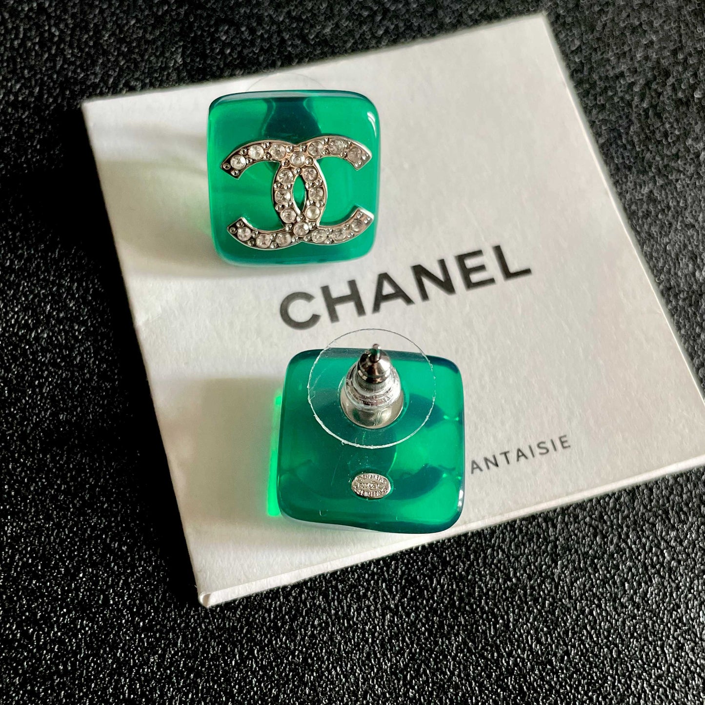 Double-C Emblem Crystal-Accent Stud Earrings – Design 008 main product view