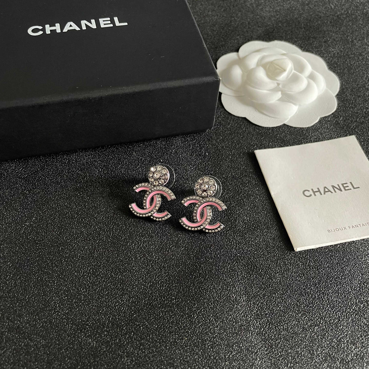 Double-C Emblem Crystal-Accent Statement Earrings – Design 007 styled product view