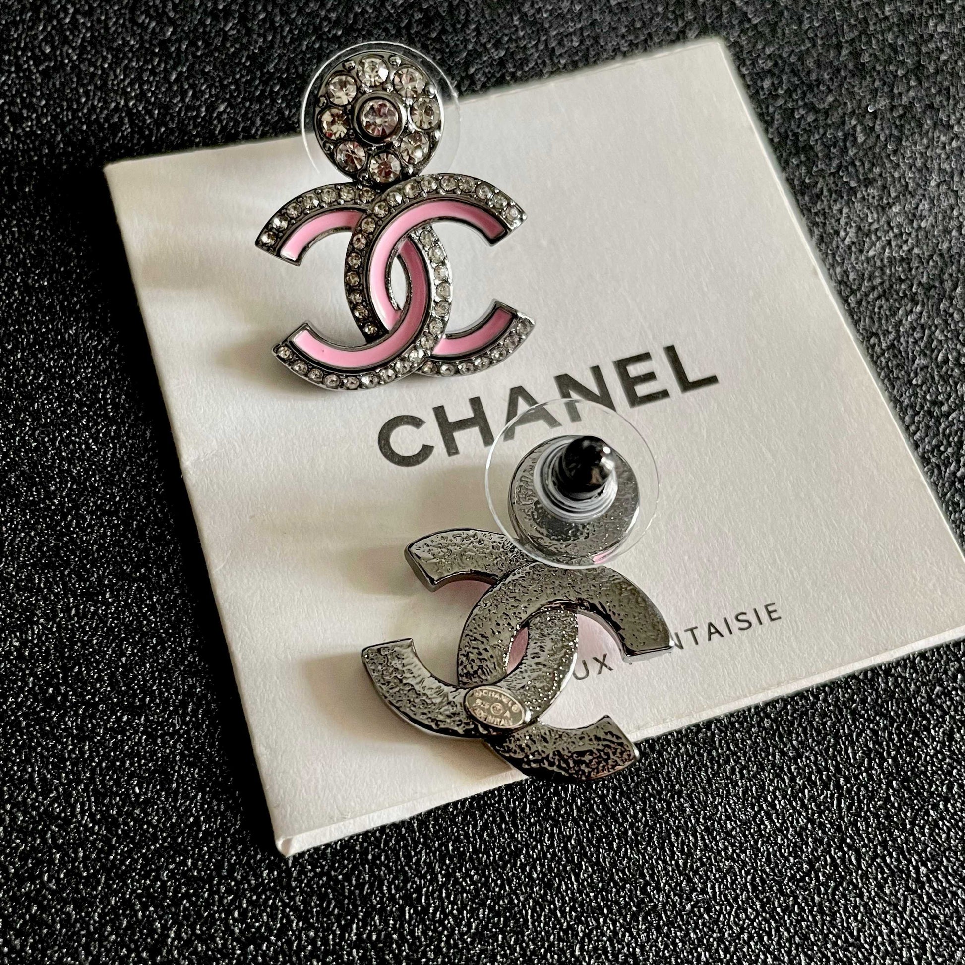 Double-C Emblem Crystal-Accent Statement Earrings – Design 009 main product view