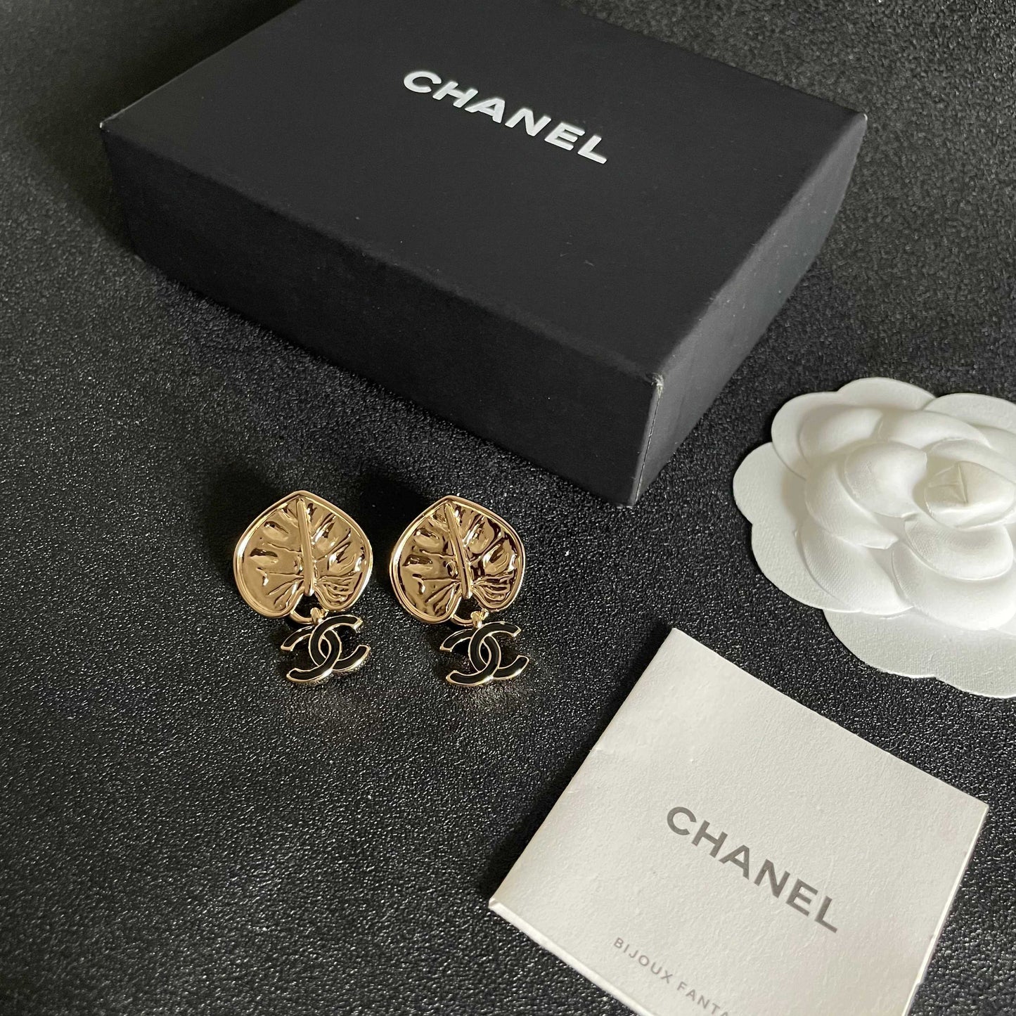 Double-C Emblem Statement Earrings in Polished Metal-Tone – Design 006 close-up detail