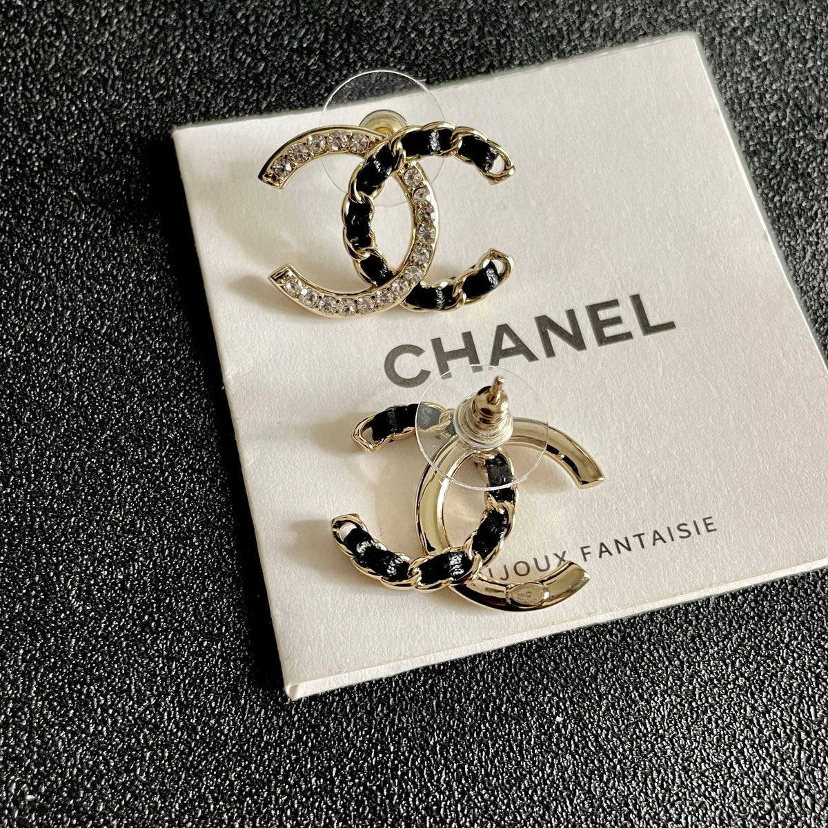 Double-C Emblem Crystal-Accent Stud Earrings – Design 007 main product view