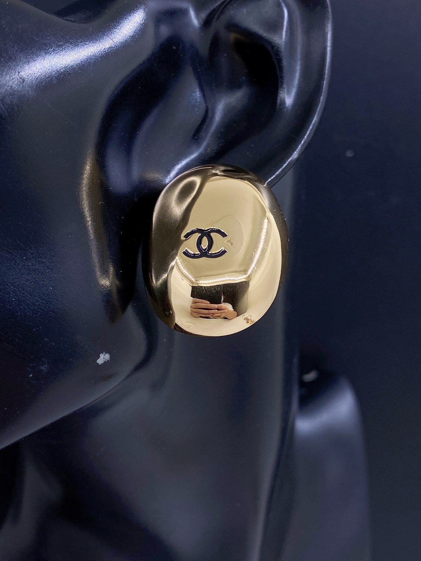 Signature Emblem Stud Earrings in Gold-Tone – Design 003 front product view