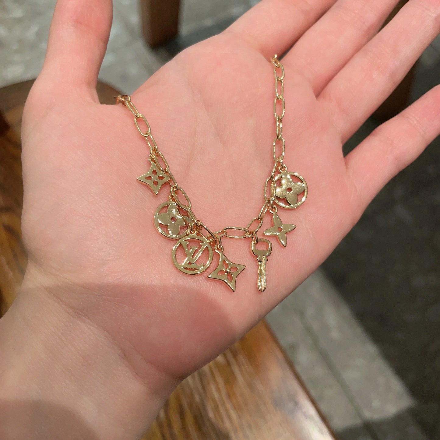 Geometric Emblem Pendant Necklace in Polished Metal-Tone – Design 002 side detail
