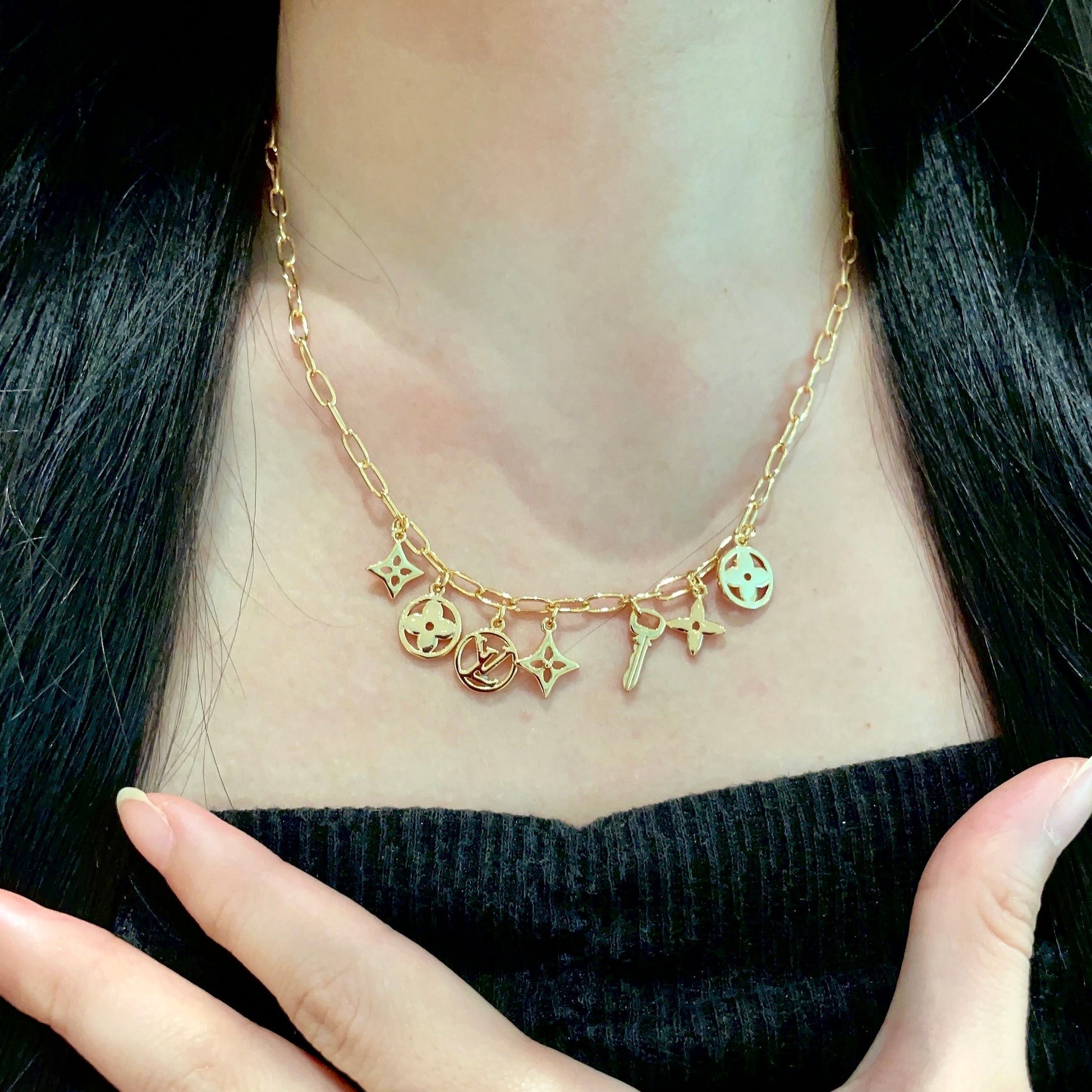 Geometric Emblem Pendant Necklace in Polished Metal-Tone – Design 002 front product view