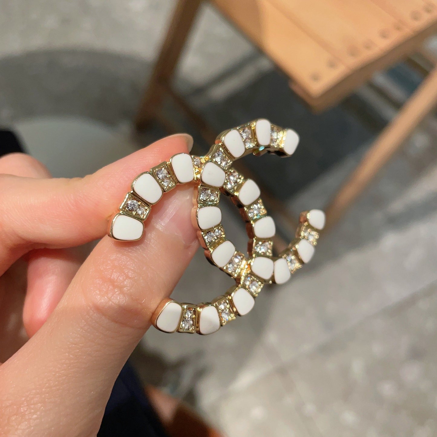 Signature Emblem Brooch in Polished Metal-Tone – Design 012 detail view
