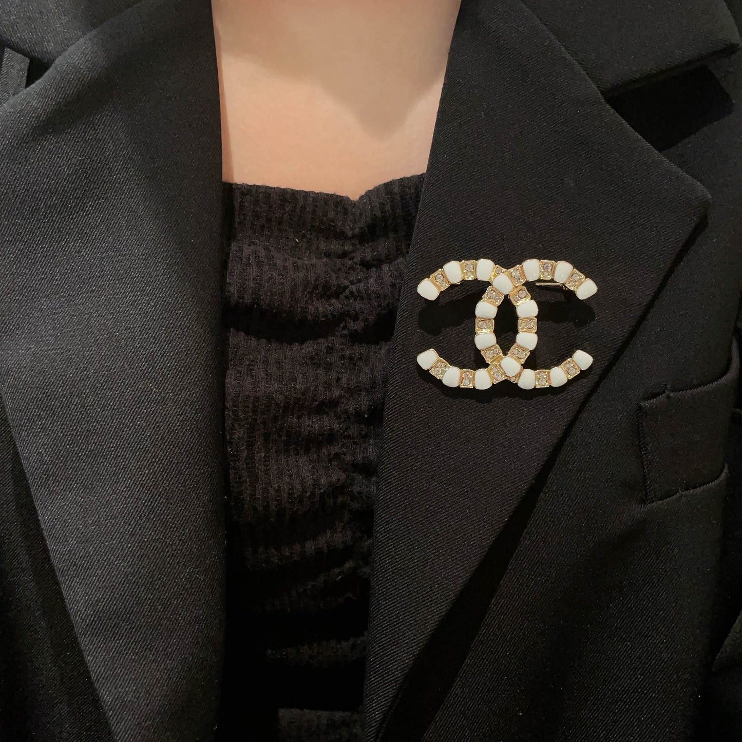 Signature Emblem Brooch in Polished Metal-Tone – Design 012 front product view