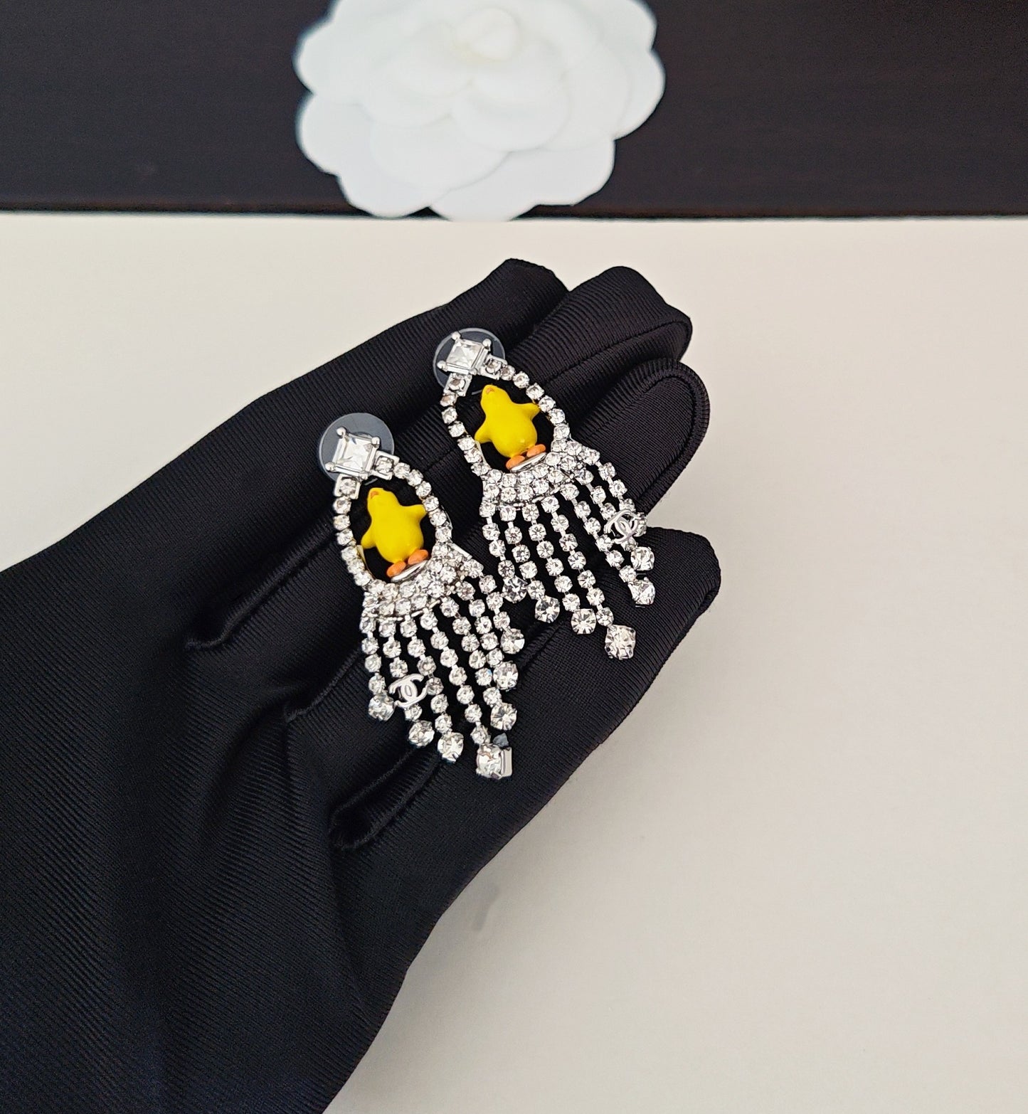 Duck Statement Earrings in Gold-Tone – Design 001 detail view