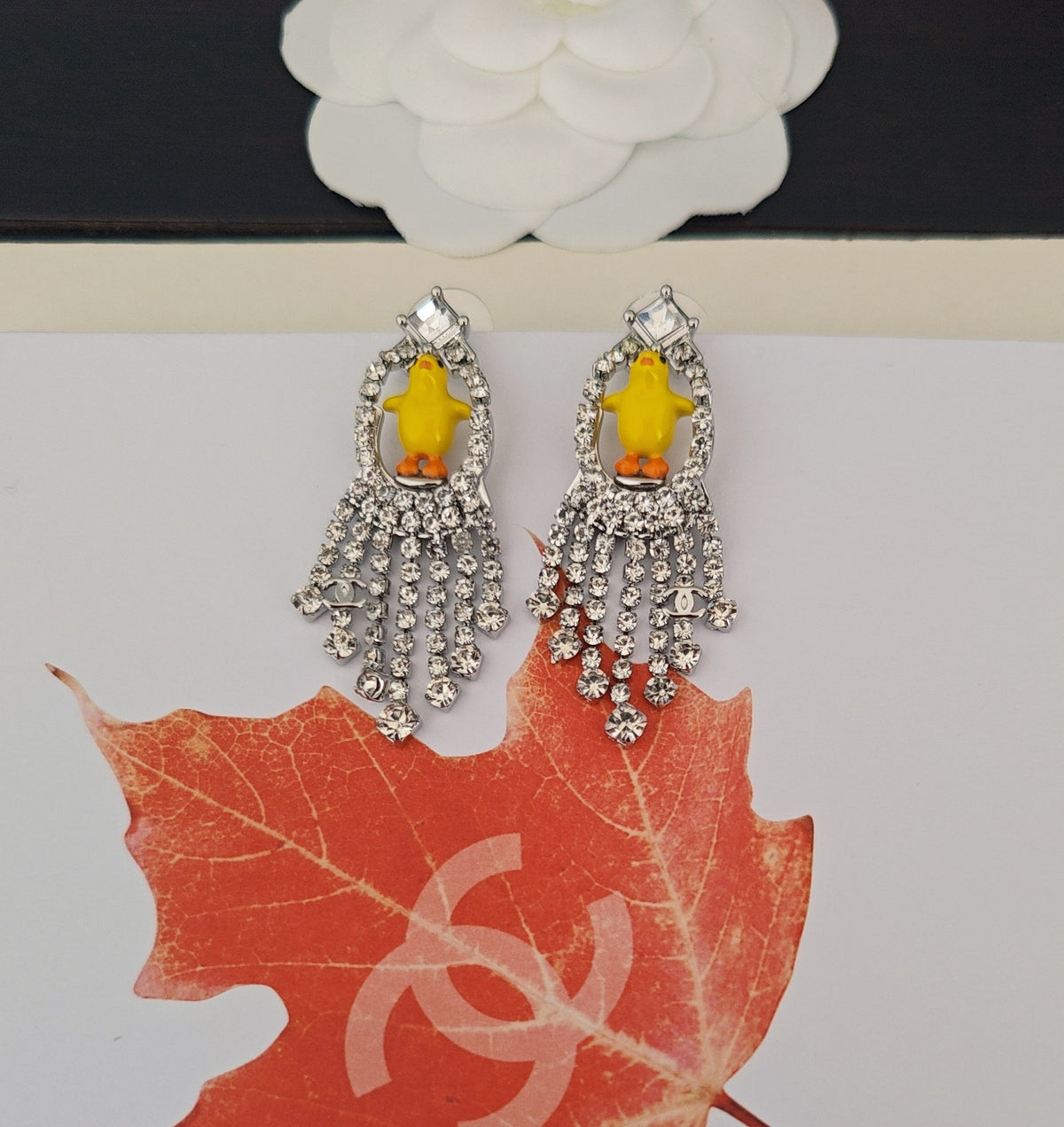 Duck Statement Earrings in Gold-Tone – Design 001 close-up detail